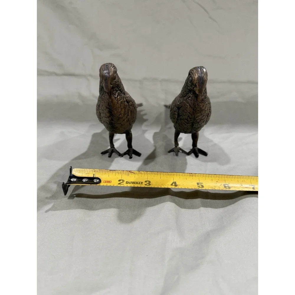 2 Brass Vintage MCM Birds Pheasants Long Tails Home Decor Bookshelf Decor